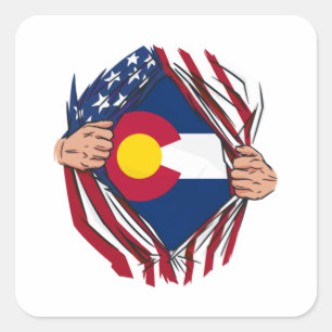 USA American Grown Colorado Flag Square Sticker