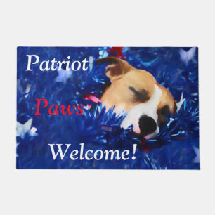 USA American Patriot Dog Paws Doormat