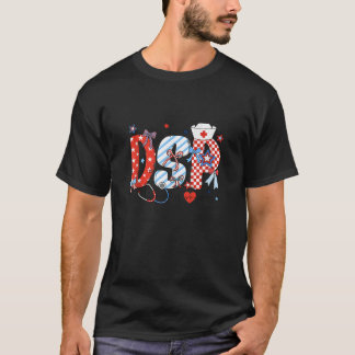 USA American Patriotic DSP Stethoscope Coquette Bo T-Shirt