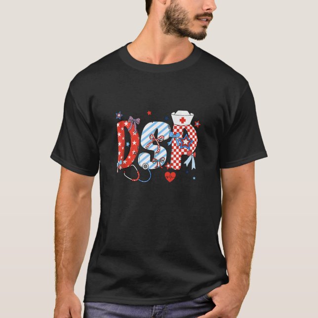 USA American Patriotic DSP Stethoscope Coquette Bo T-Shirt (Front)