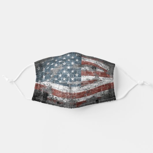 USA American Patriotic Flag Grunge Adult Cloth Face Mask (Front, Unfolded)