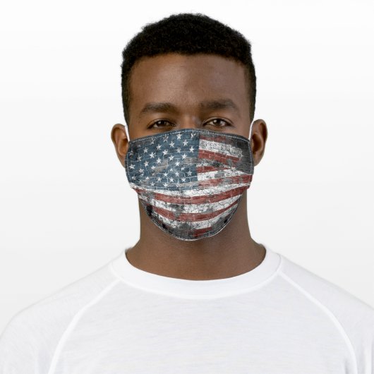 USA American Patriotic Flag Grunge Adult Cloth Face Mask (Worn)