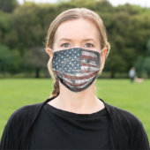 USA American Patriotic Flag Grunge Adult Cloth Face Mask (Outside)