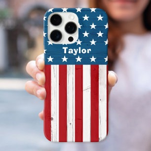 USA American Patriotic Flag Rustic Vintage Wood iPhone 16 Pro Max Case