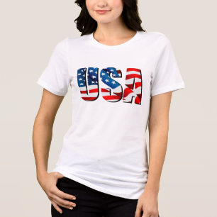 USA American patriotic red white blue flag Tri-Blend Shirt
