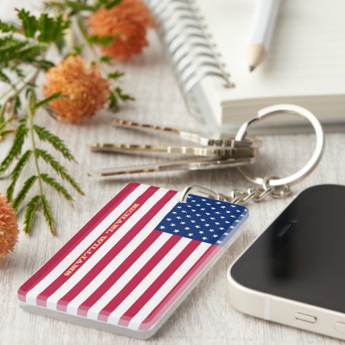 USA American Patriotic Stars Stripes Flag Monogram Keychain