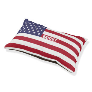 USA American Personalized Flag Pet Bed