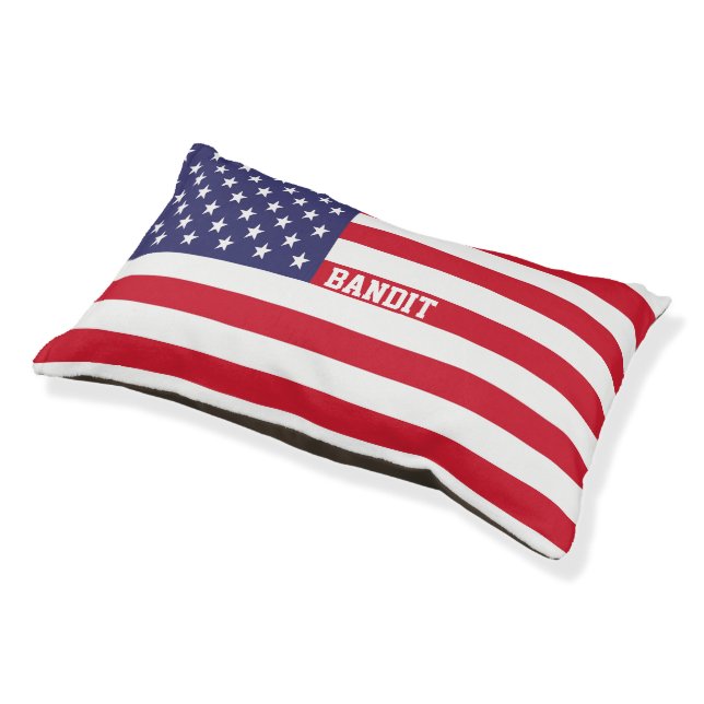 USA American Personalized Flag Pet Bed (Angled)