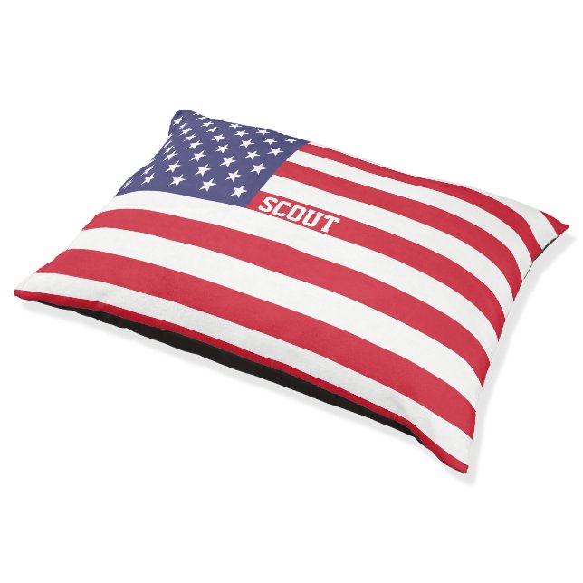 USA American Personalized Flag Pet Bed (Angled)