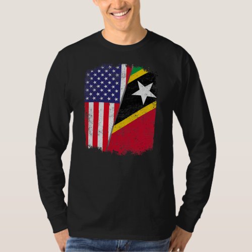 USA American Saint Kitts and Nevis Flag Men Women T_Shirt