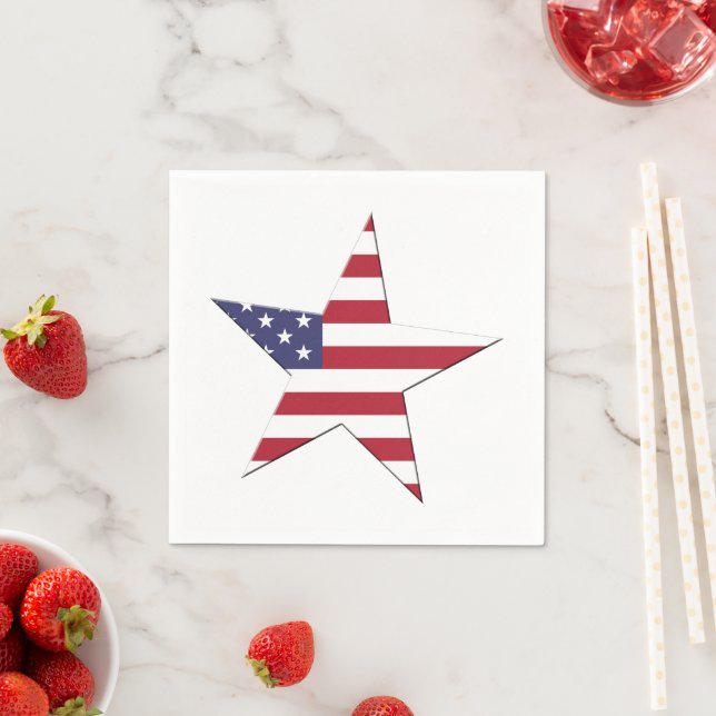 USA American Star with Stars and Stripes Patriotic Napkins (Insitu)