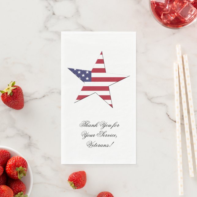 USA American Star with Stars and Stripes Patriotic Paper Guest Towels (Insitu)