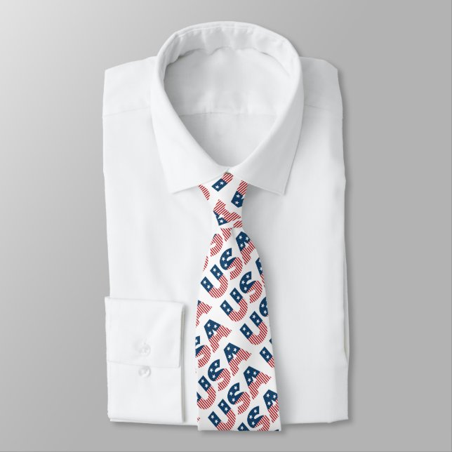 USA American Stars and Stripes Neck Tie (Tied)