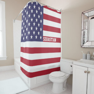 USA American Stars And Stripes Personalized Shower Curtain