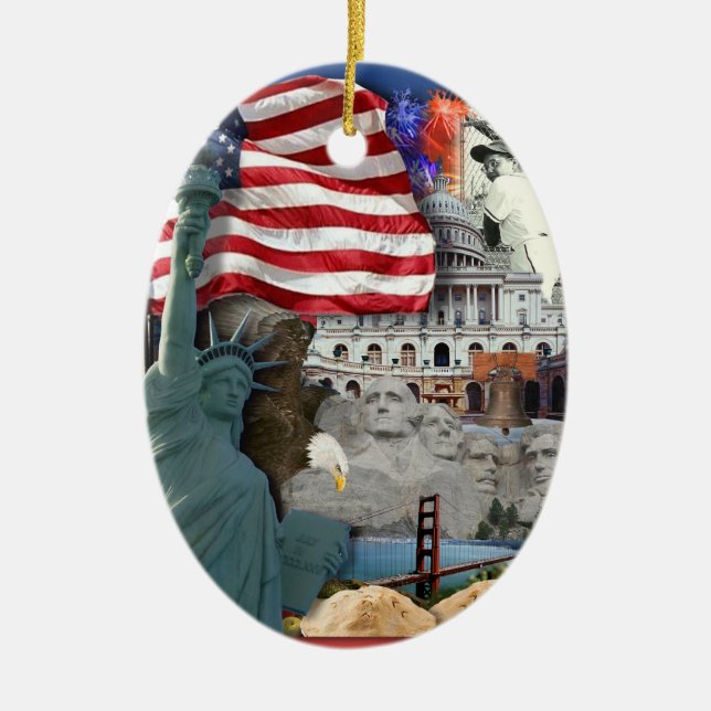 USA  American Symbols Ceramic Ornament (Front)