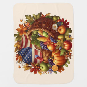 USA/American/Thanksgiving turkey wreath Baby Blanket