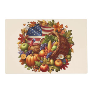 USA/American/Thanksgiving turkey wreath Placemat