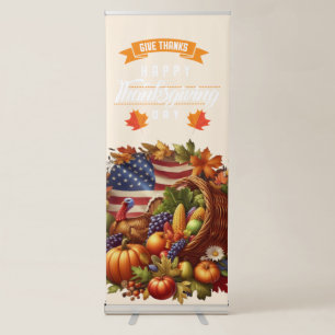 USA/American/Thanksgiving turkey wreath Retractable Banner