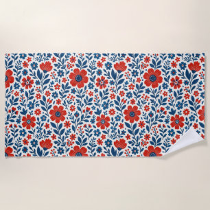 USA/American themed floral pattern Beach Towel