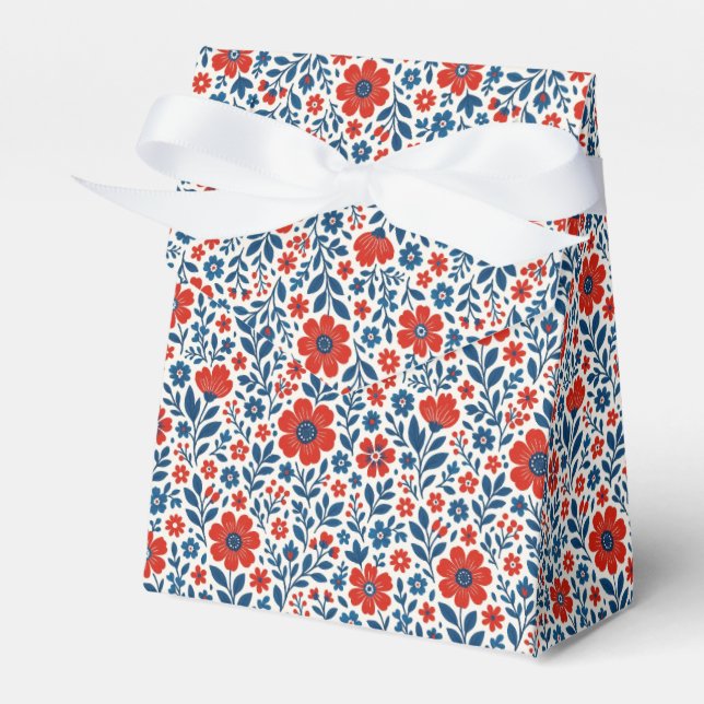 USA/American themed floral pattern Favor Boxes (Front Side)