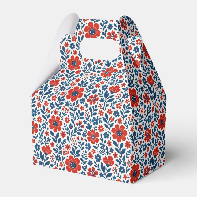 USA/American themed floral pattern Favor Boxes (Front Side)