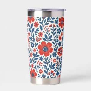 USA/American themed floral pattern Insulated Tumbler
