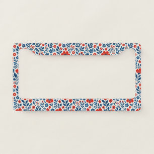 USA/American themed floral pattern License Plate Frame