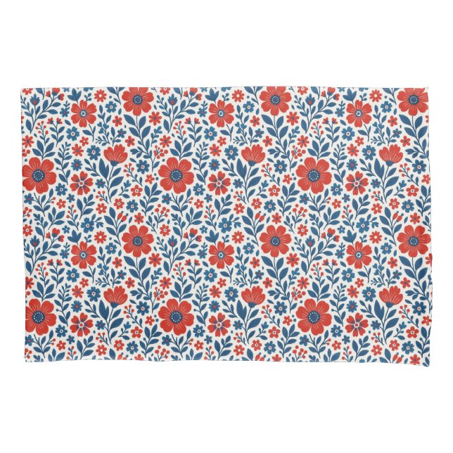 USA/American themed floral pattern Pillow Case (Front)