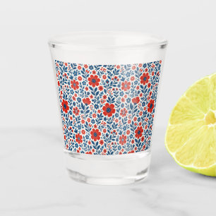 USA/American themed floral pattern Shot Glass