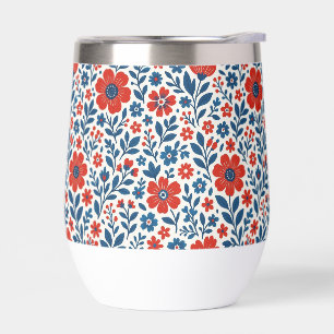 USA/American themed floral pattern Thermal Wine Tumbler