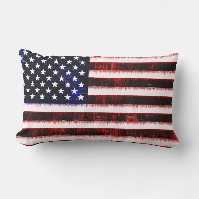 USA - American United States flag, oozed carved  Lumbar Pillow (Front)