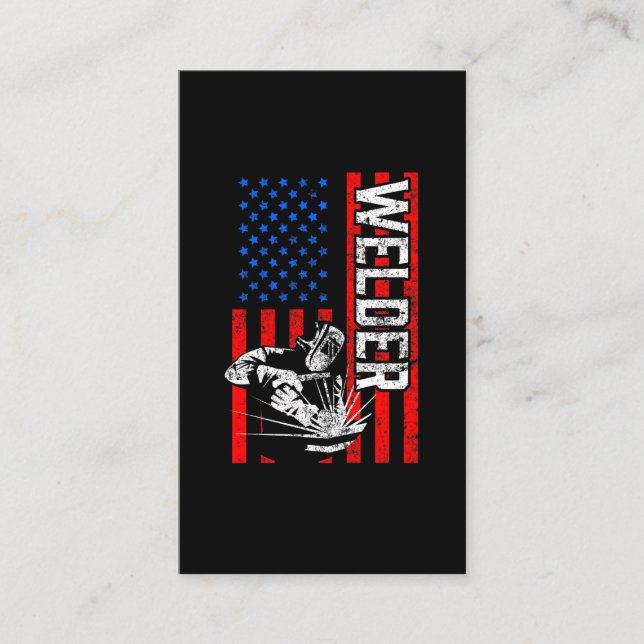 USA American Welder Proud Husband Business Card (Front)