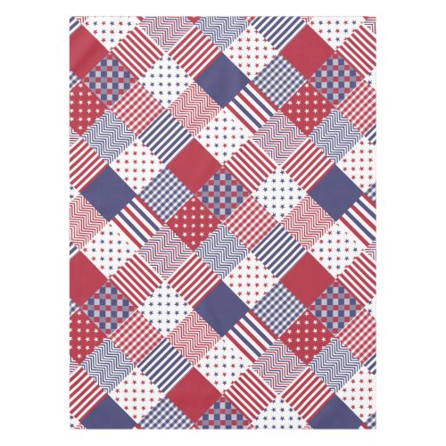 USA Americana Diagonal Red White  Blue Quilt Tablecloth
