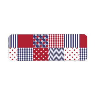 USA Americana Patchwork Red White & Blue Label