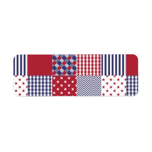 USA Americana Patchwork Red White  Blue Label
