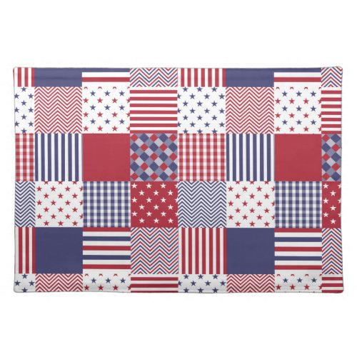 USA Americana Patchwork Red White  Blue Placemat