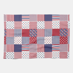 USA Americana Patchwork Red White & Blue Towel