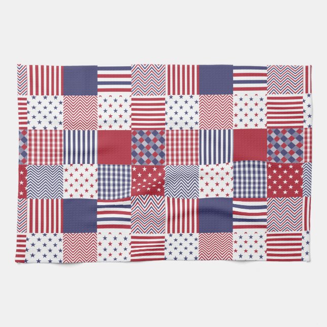 USA Americana Patchwork Red White & Blue Towel (Horizontal)