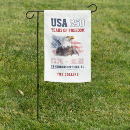 USA America's 250th Anniversary 4th of July Party Garden Flag