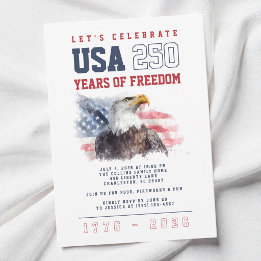 USA America's 250th Anniversary 4th of July Party Invitation