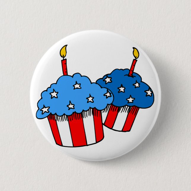 USA-An American Cupcake Birthday Pinback Button (Front)