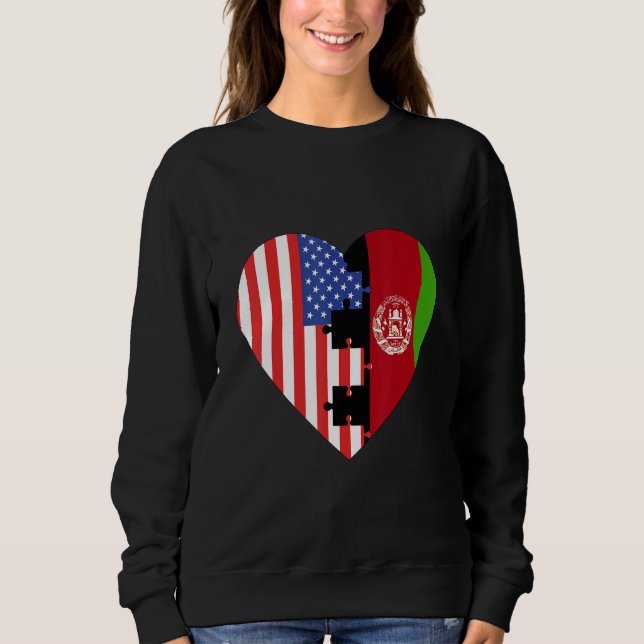 USA and Afganistan Flags Heart Sweatshirt (Front)