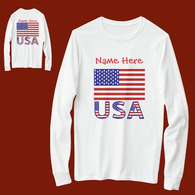 USA and American Flag Red Personalized Women's  T-Shirt (Creator Uploaded)