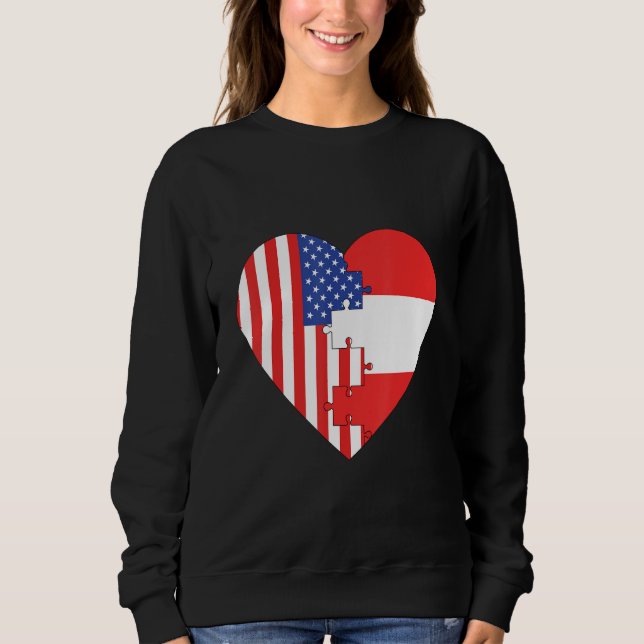 USA and Austria Flags Heart Sweatshirt (Front)