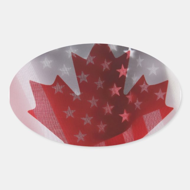 USA and Canada flags oval stickers (Front)