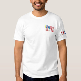 USA and Flag Embroidered T-shirt