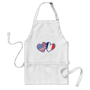 USA and France Love Hearts Adult Apron