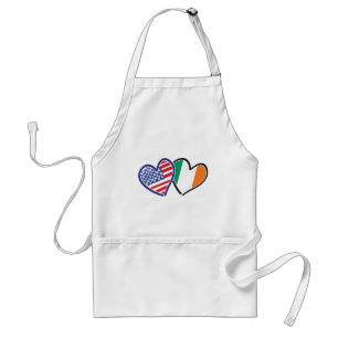 USA And Ireland Patriotic Love Hearts Adult Apron