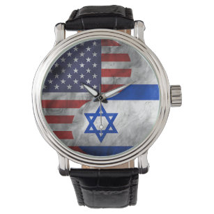 USA and Israel Dual Flag Yin Yang Wedding Gift Watch