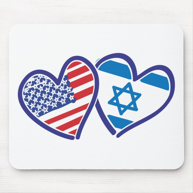 USA and Israel Heart Flag Mouse Pad (Front)